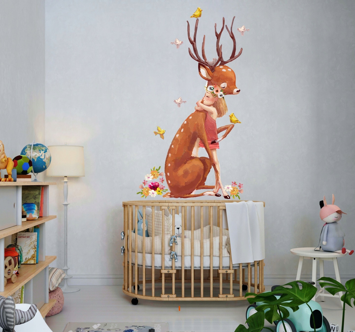 Wandtattoo - Hirsch mit Mädchen