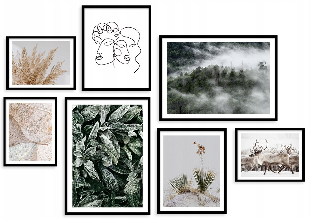 Poster - Blätter und Nebel / 7er-Set