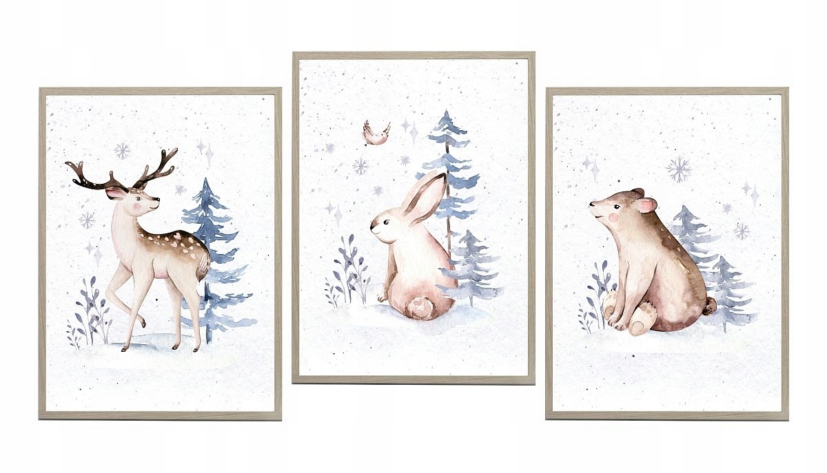 Poster - Hirsch, Bär, Hase / 3er-Set