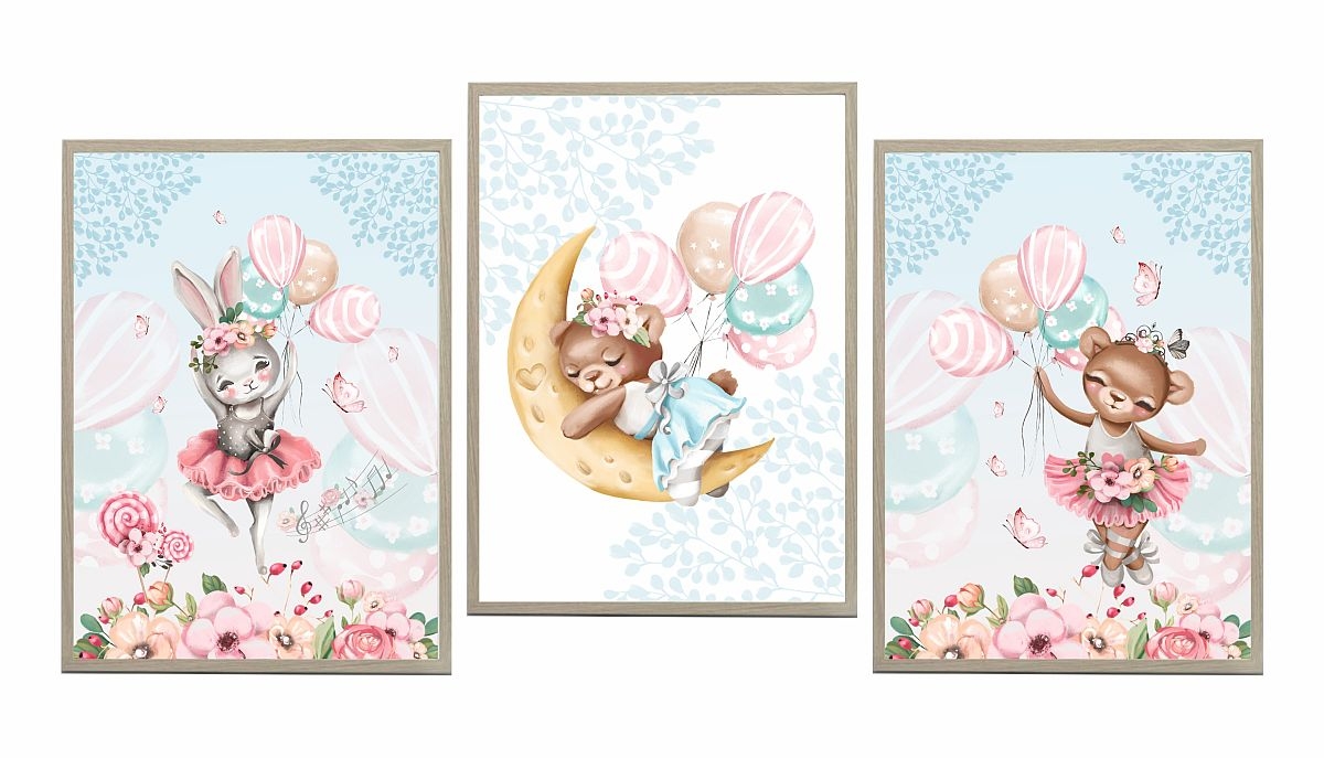 Poster - Ballerina-Bären / 3er-Set