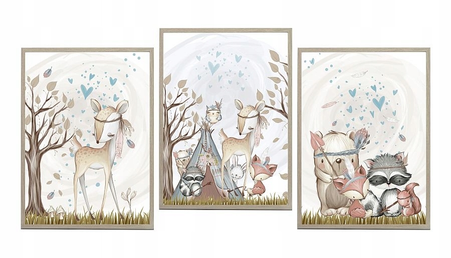 Poster - Boho Bär und Hirsch / 3er-Set