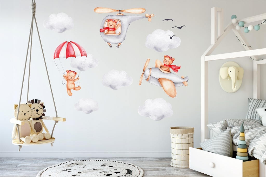 Wandtattoo - Teddybär im Flugzeug