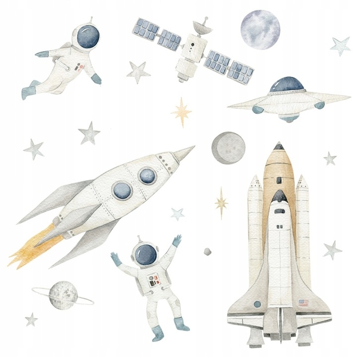 Wandtattoo - Astronauten und Rakete