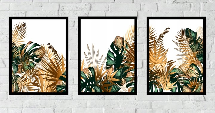 Poster - Monstera Goldene Blätter / 3er-Set
