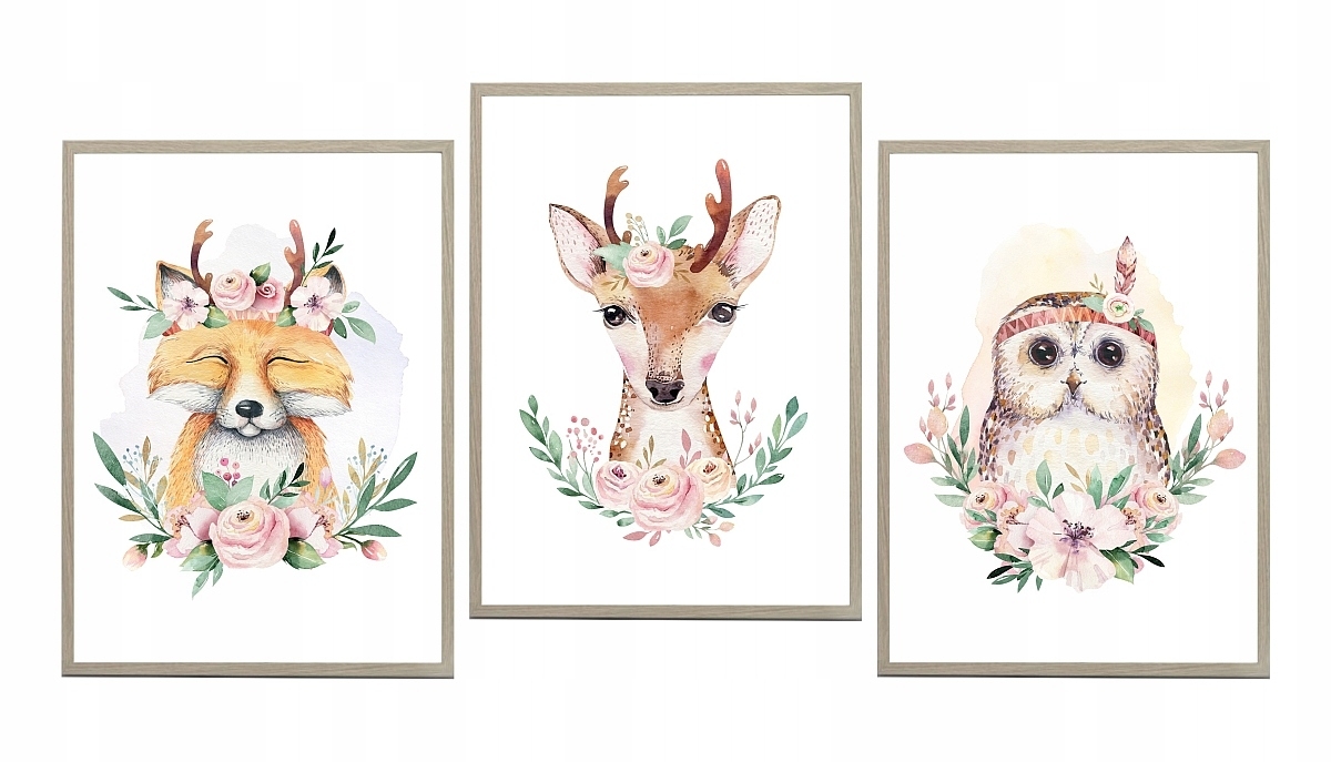 Poster - Hirsch, Fuchs, Eule / 3er-Set