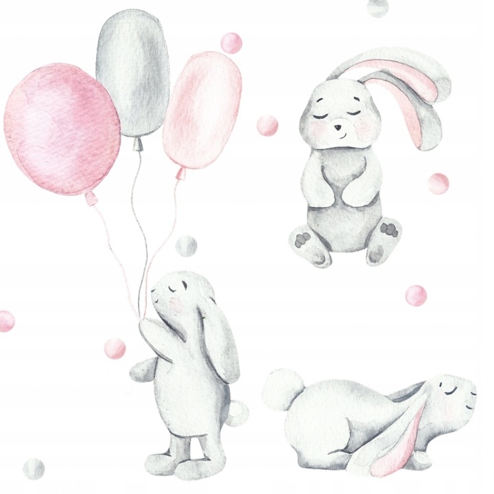 Wandtattoo - Pastell Hasen / Rosa