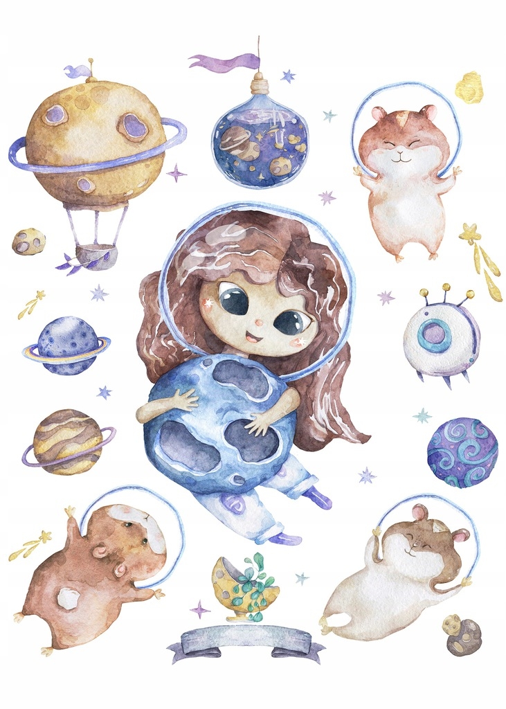 Poster - Mädchen im Weltraum