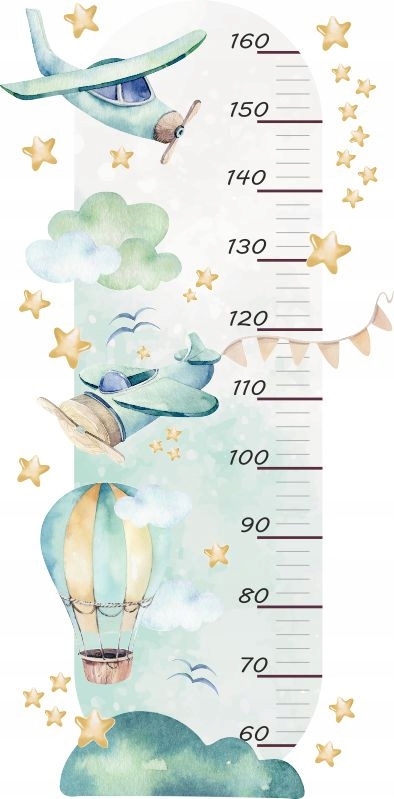 Wandtattoo - Flugzeuge und Ballon / Höhenmaß