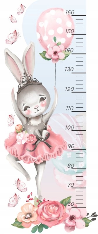 Wandtattoo - Hase mit Ballon / Höhenmaß