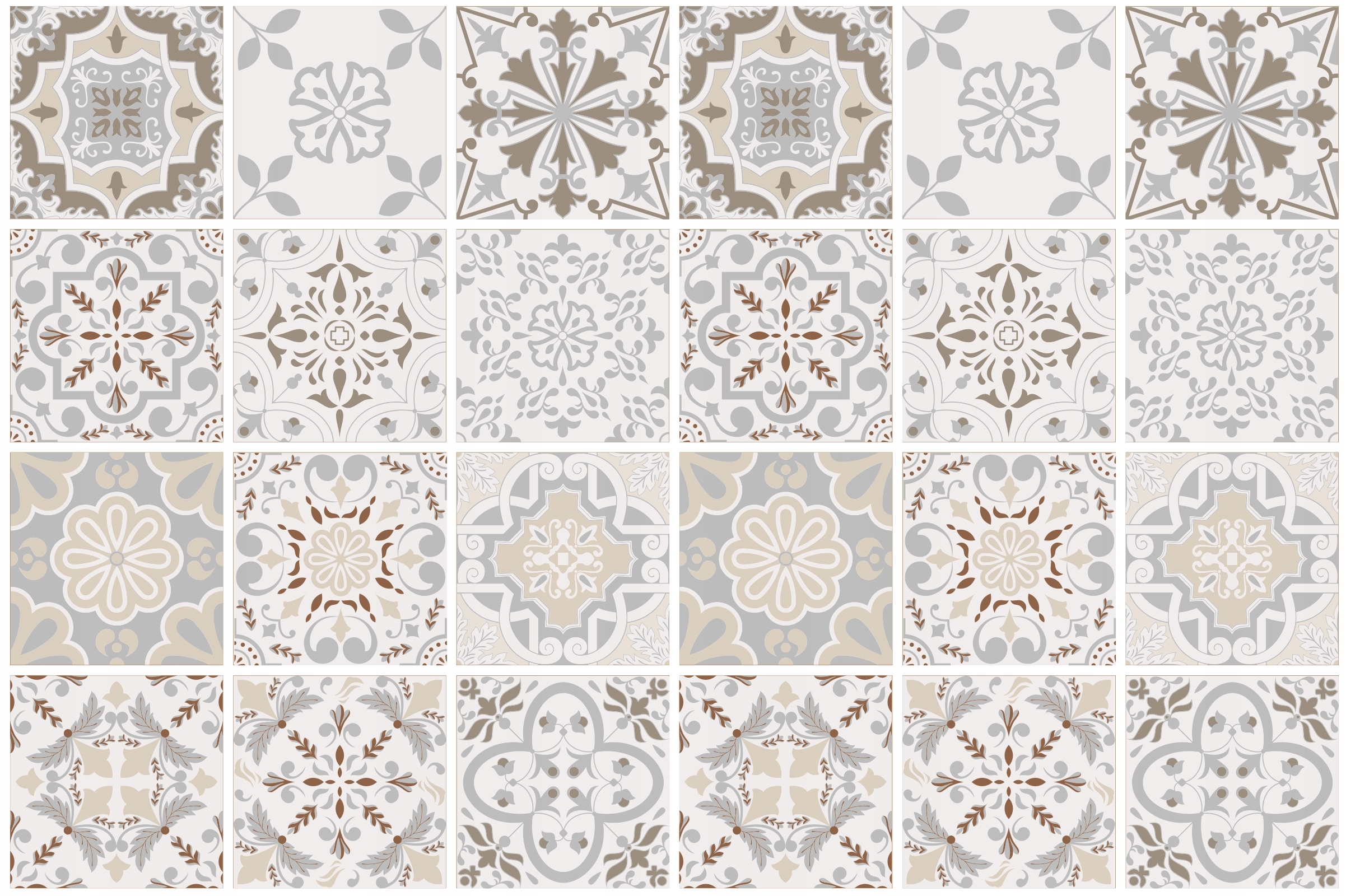 Wandtattoo - 24 Fliesenaufkleber / Muster 012