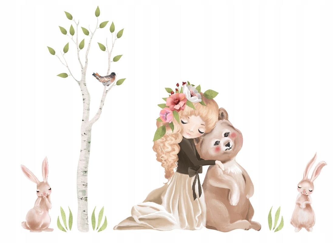 Wandtattoo - Mädchen mit Bär