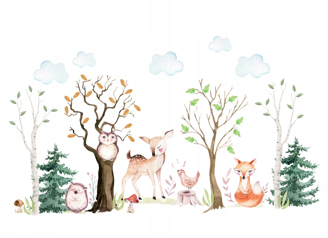 Wandtattoo - Waldbäume und Tiere / 02