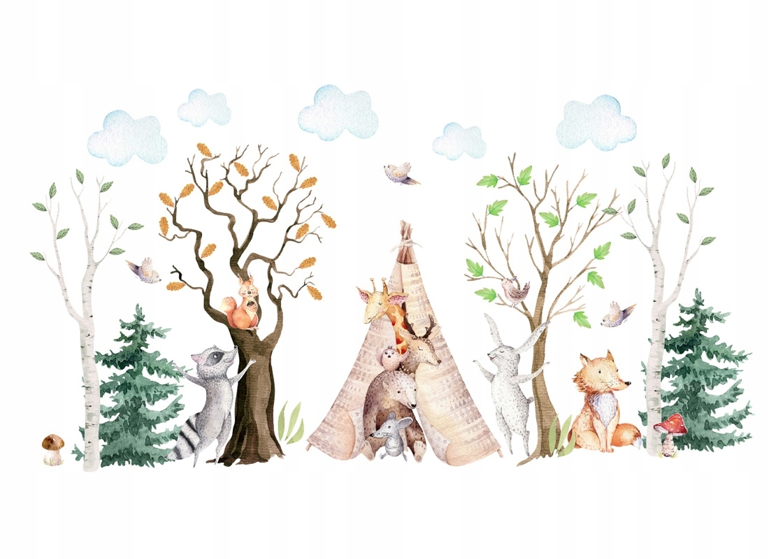 Wandtattoo - Waldtiere im Tipi