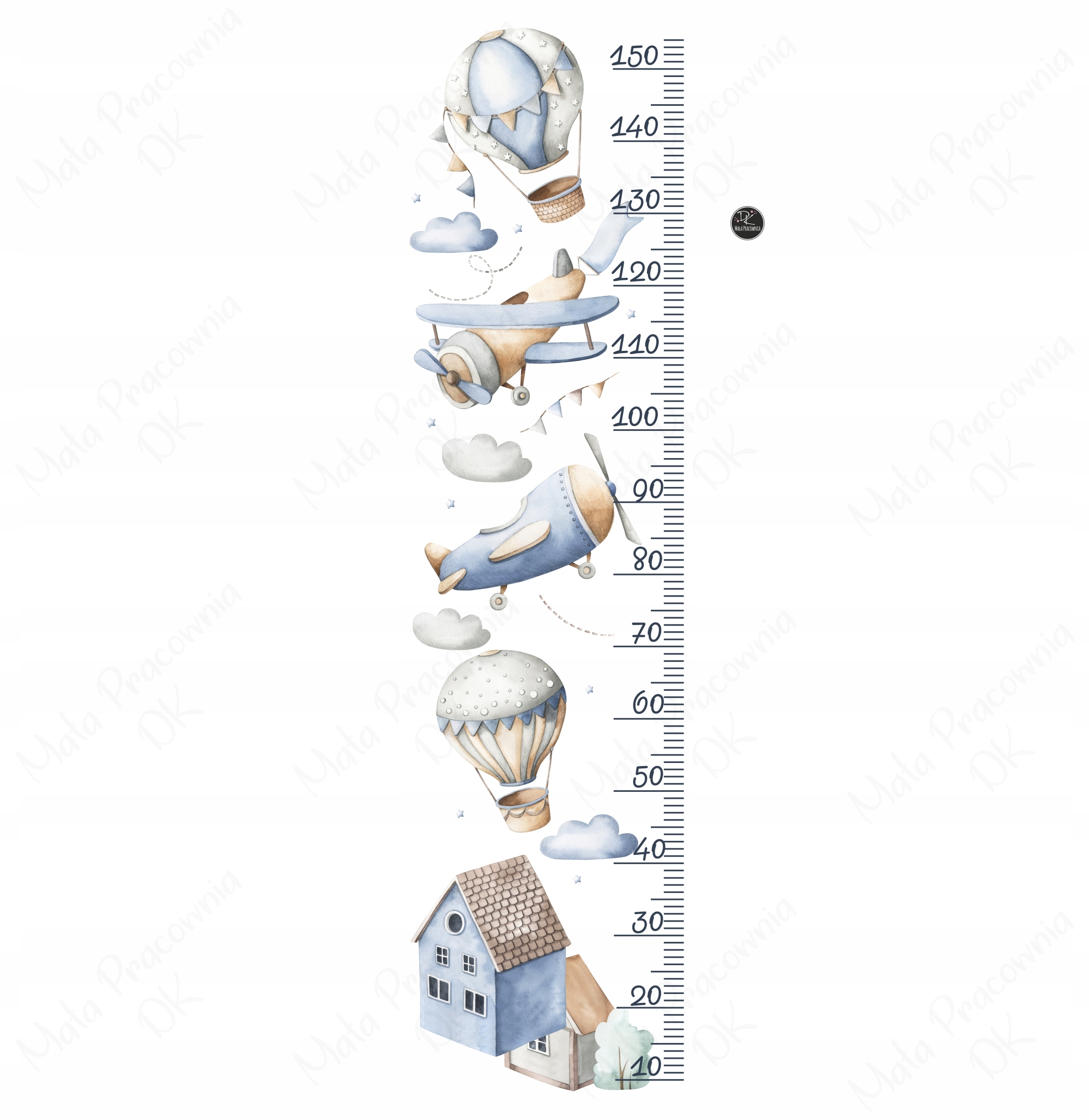 Wandtattoo - Flugzeuge und Ballons / Höhenmaß