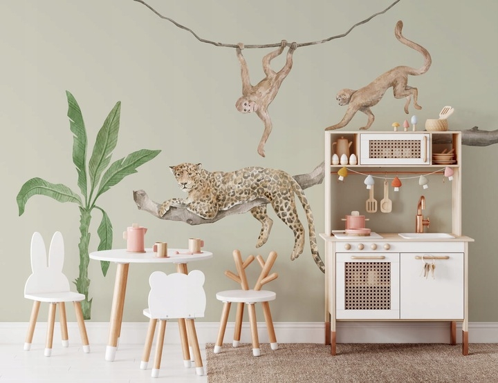 Wandtattoo - Leopard und Affen