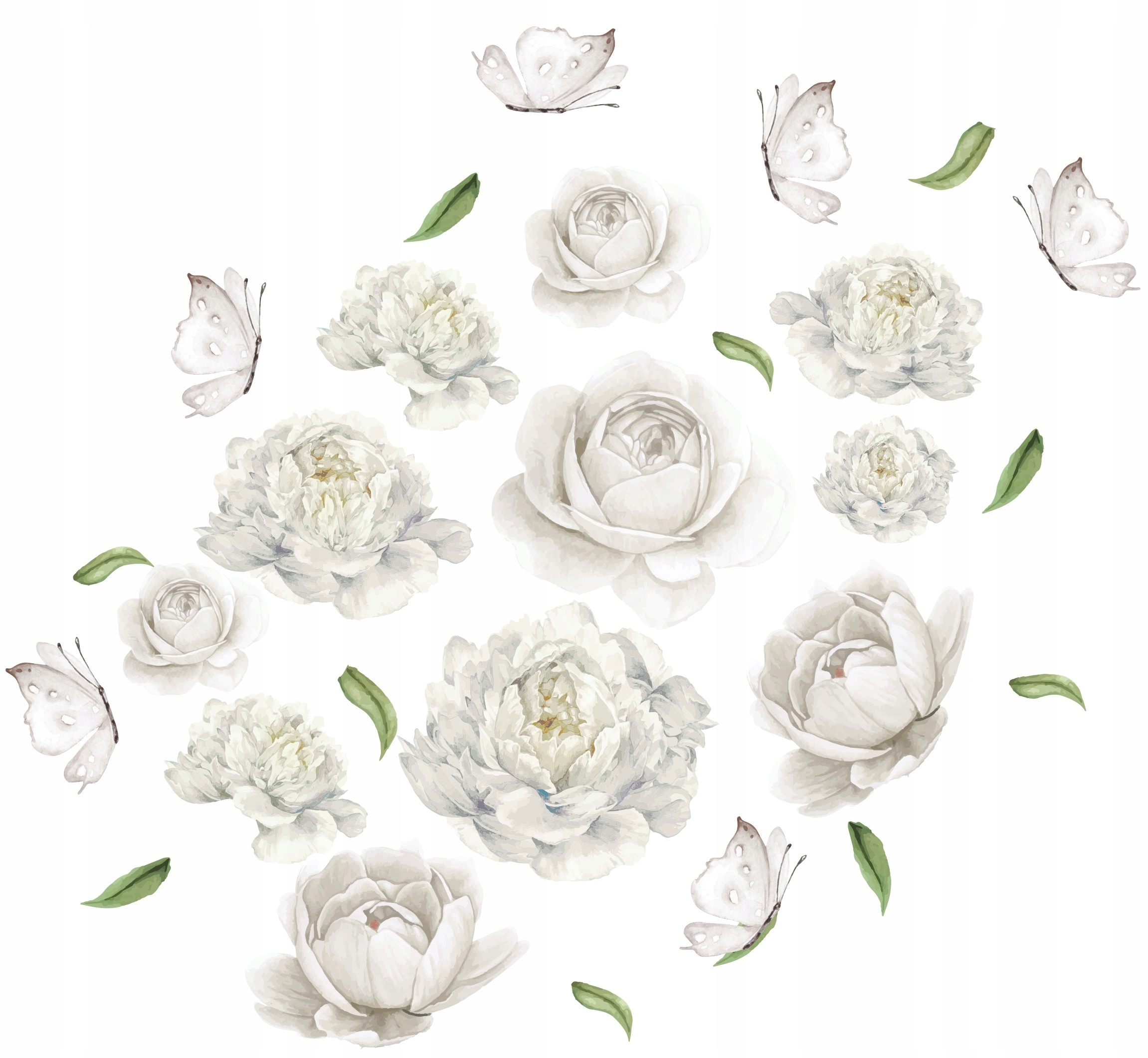 Wandtattoo - Pfingstrosen / Weiß