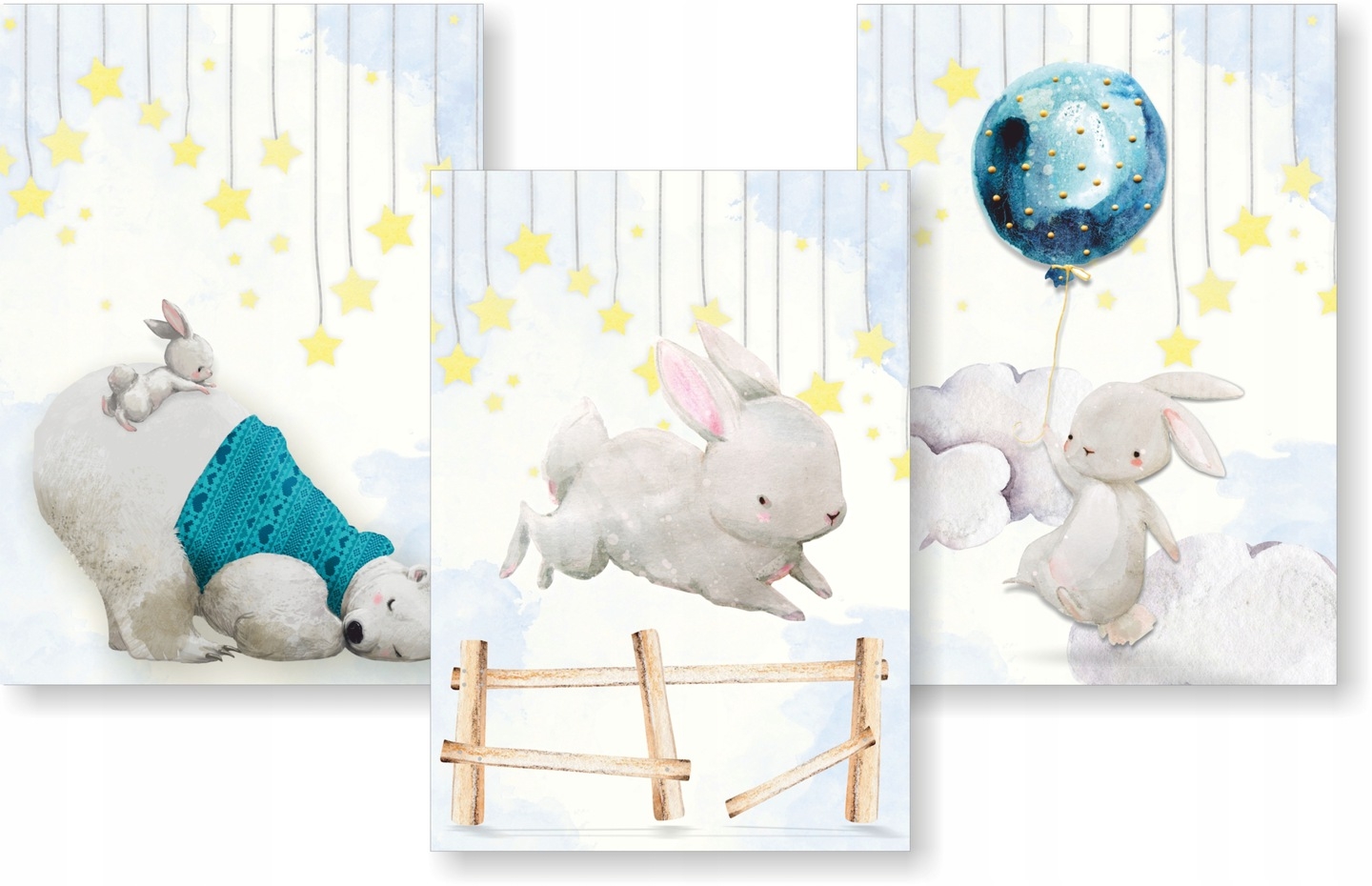 Poster - Bär und Hasen / 3er Set