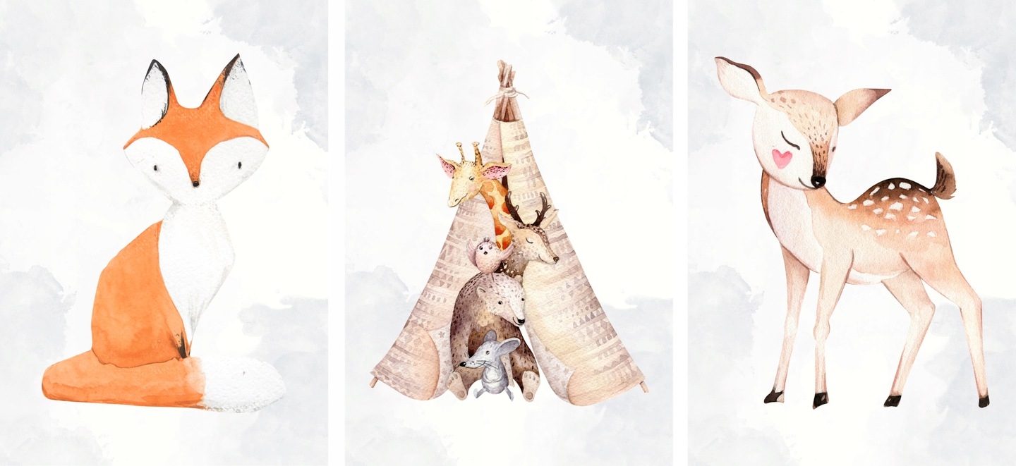 Poster - Waldtiere 2 / 3er Set