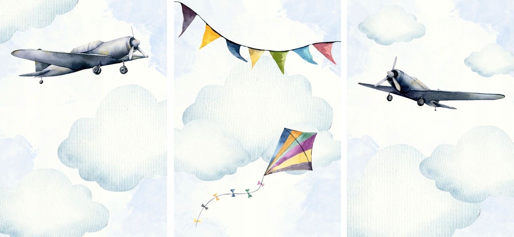 Poster - Flugzeuge und Drachen / 3er-Set