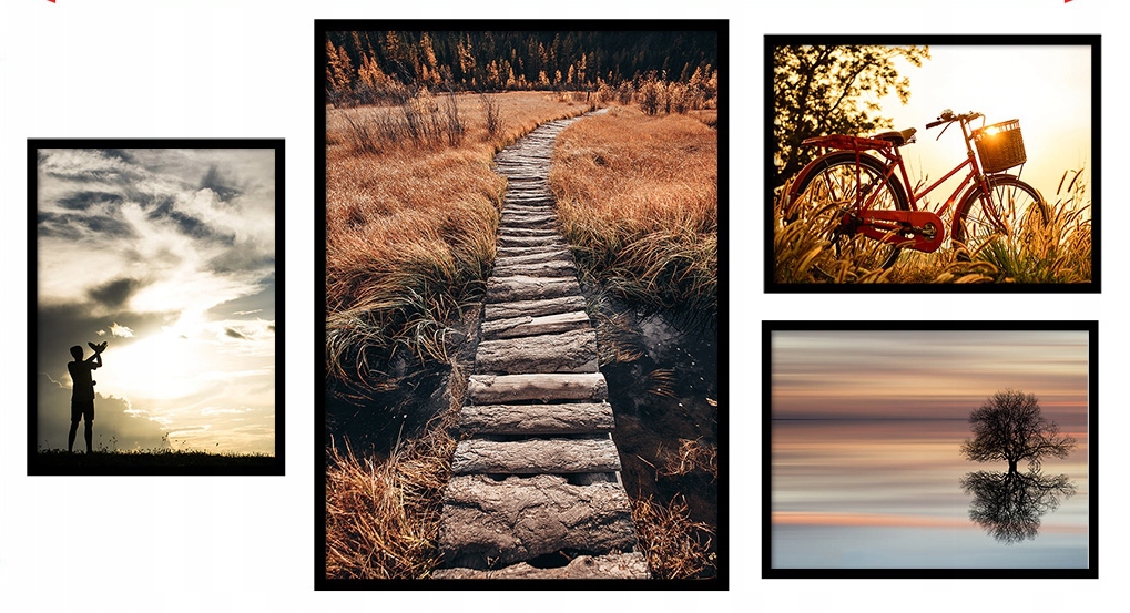 Poster - Weg und Baum / 4er-Set