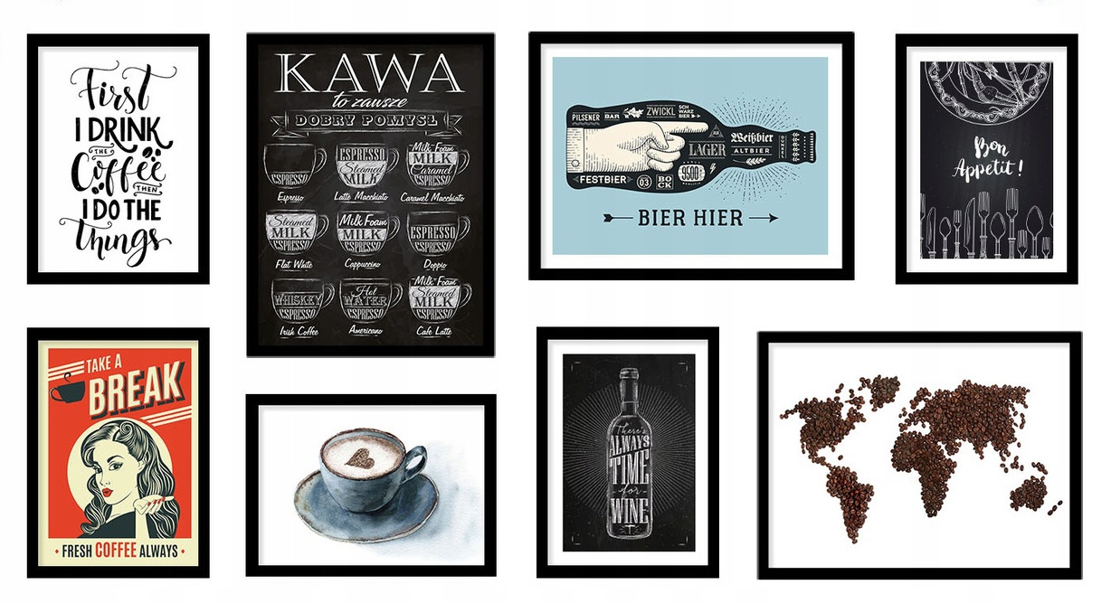 Poster - Kaffee / 8er-Set