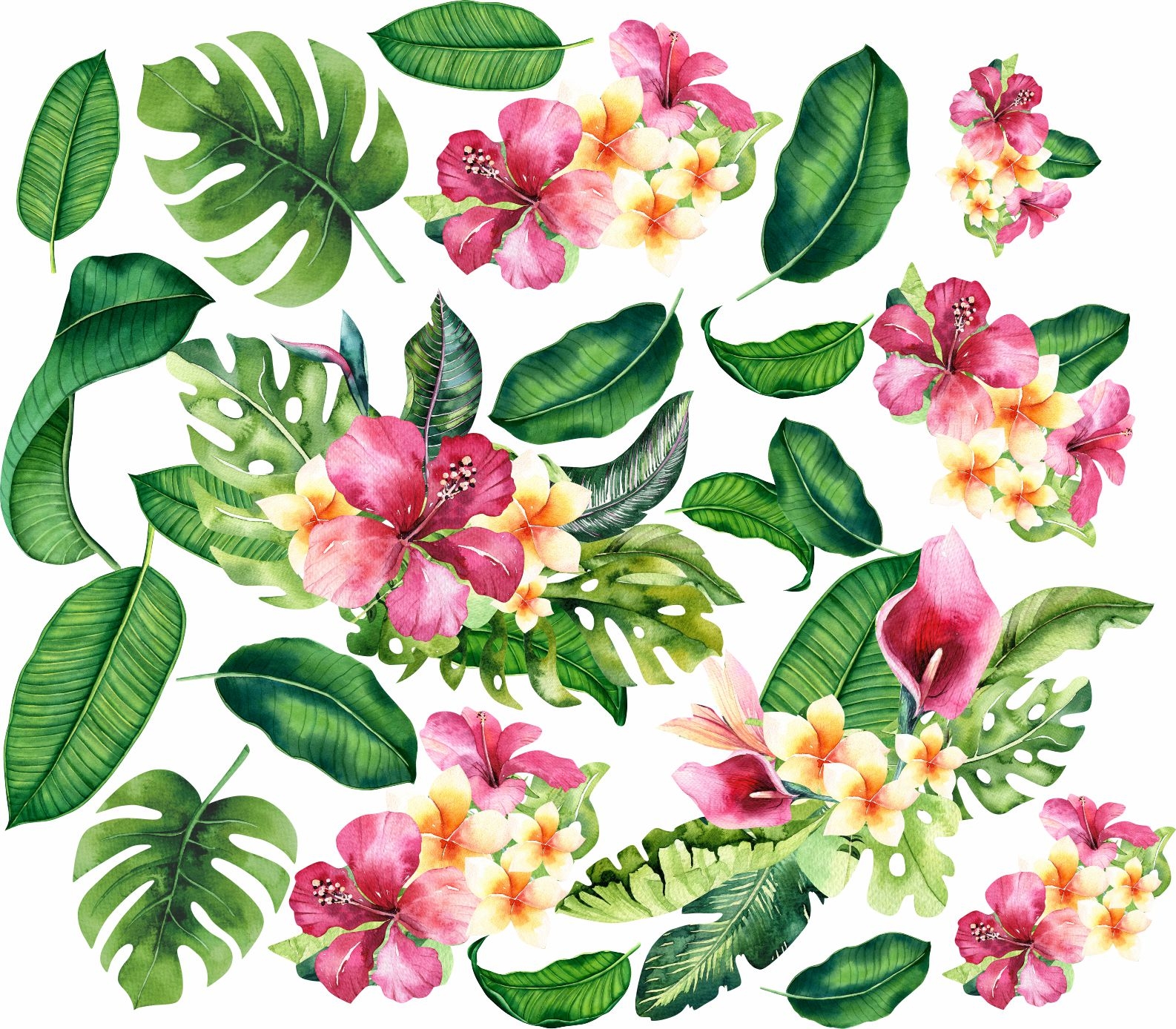 Wandtattoo - Blätter und Blumen