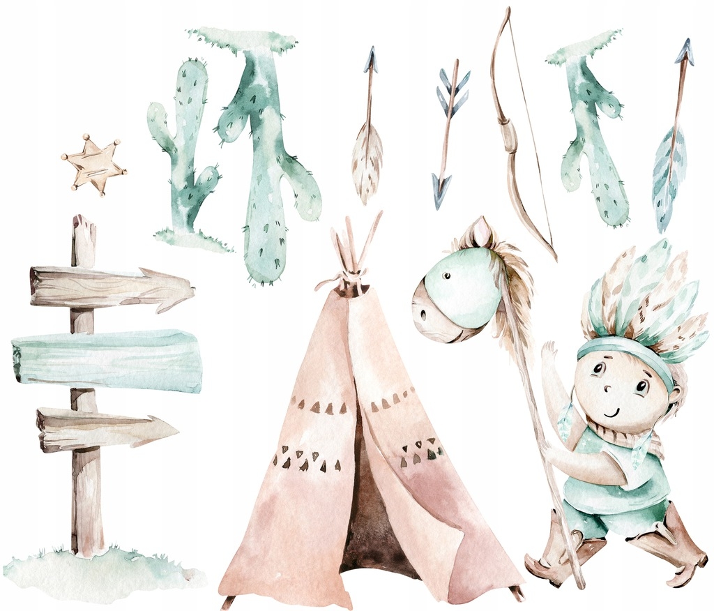 Wandtattoo - Indianer Tipi / Kaktus