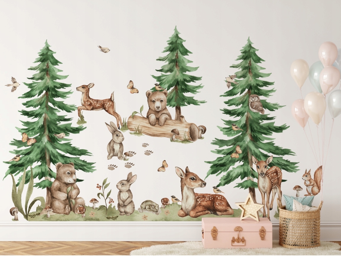 Wandtattoo - Waldtiere und Pinien