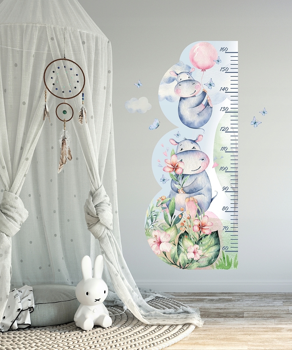 Wandtattoo - Flusspferde / Größenmaß