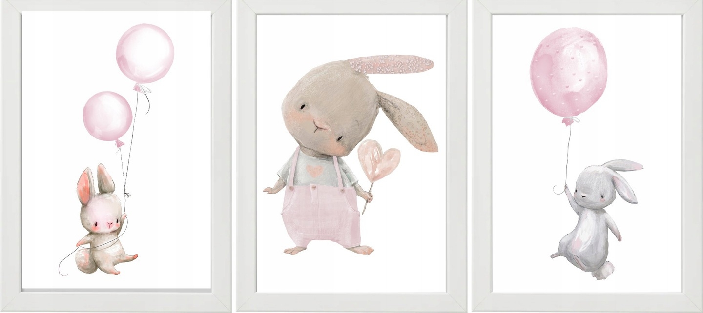 Poster - Rosa Hase / 3er Set