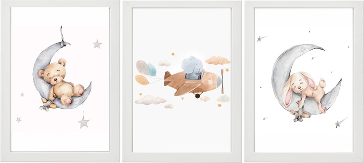 Poster - Hasenflugzeug / 3er-Set