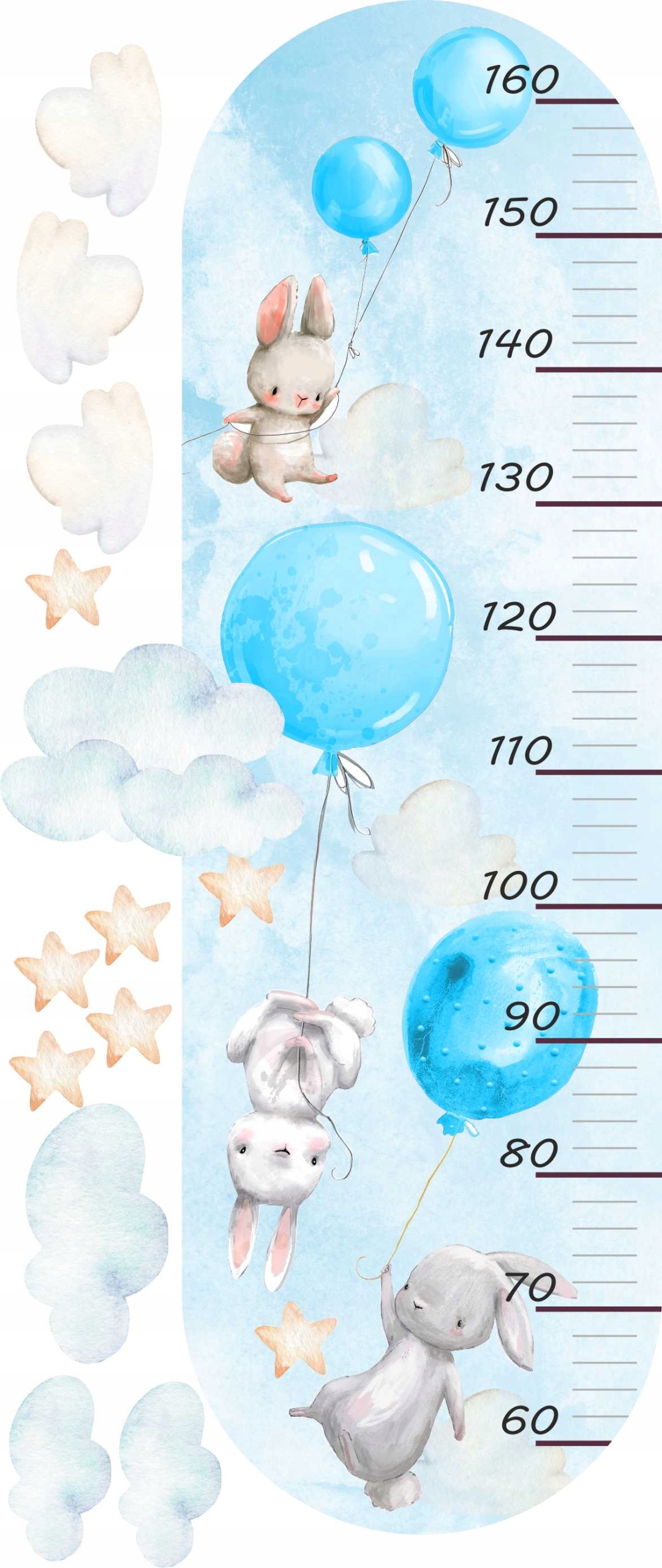 Wandtattoo - Hasen mit Luftballons / Höhenmaß