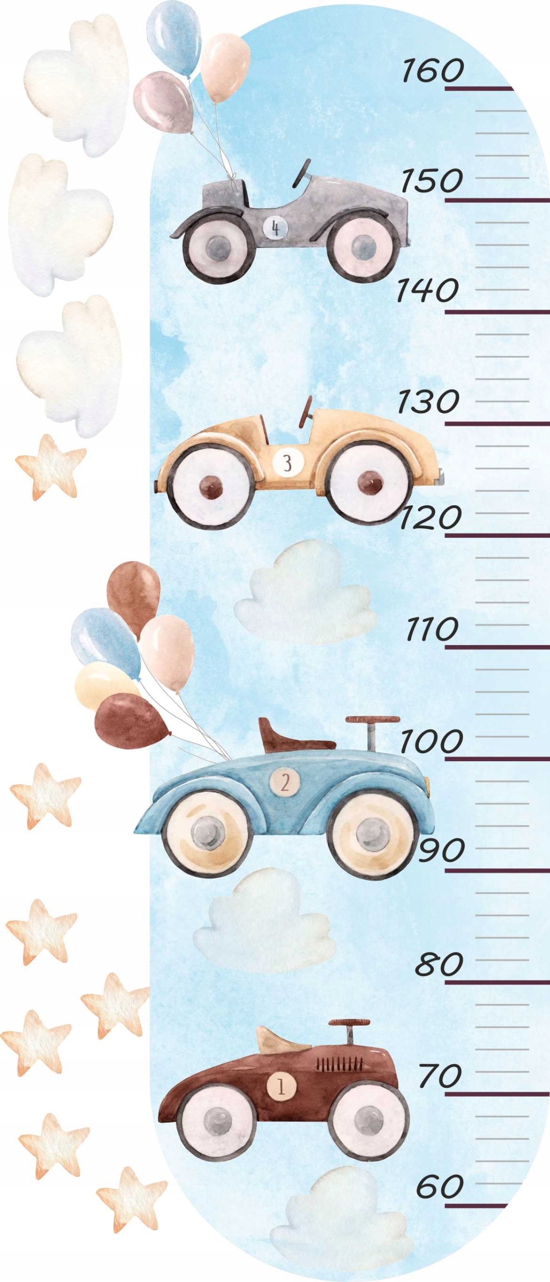 Wandtattoo - Retro Autos / Höhenmaß