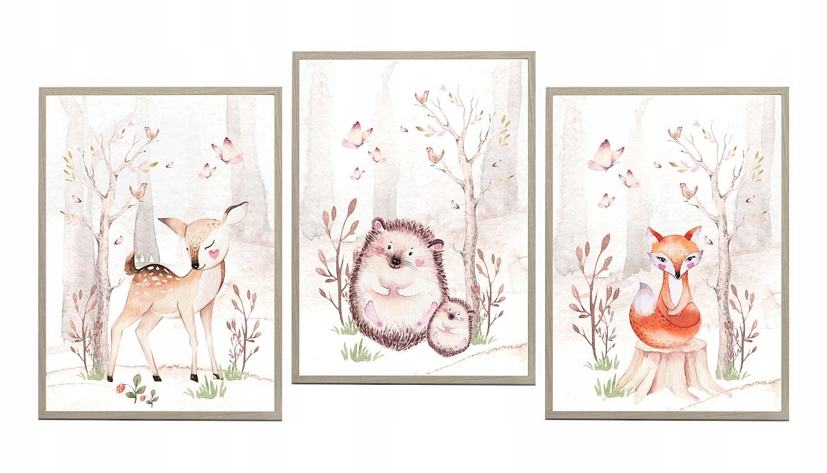 Poster - Hirsch, Stachelschwein, Fuchs / 3er-Set