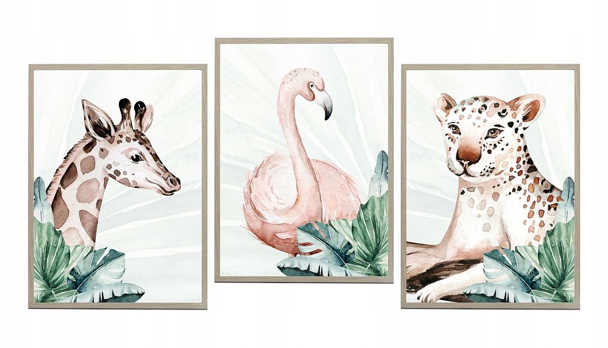 Poster - Gepard, Giraffe, Flamingo / 3er-Set