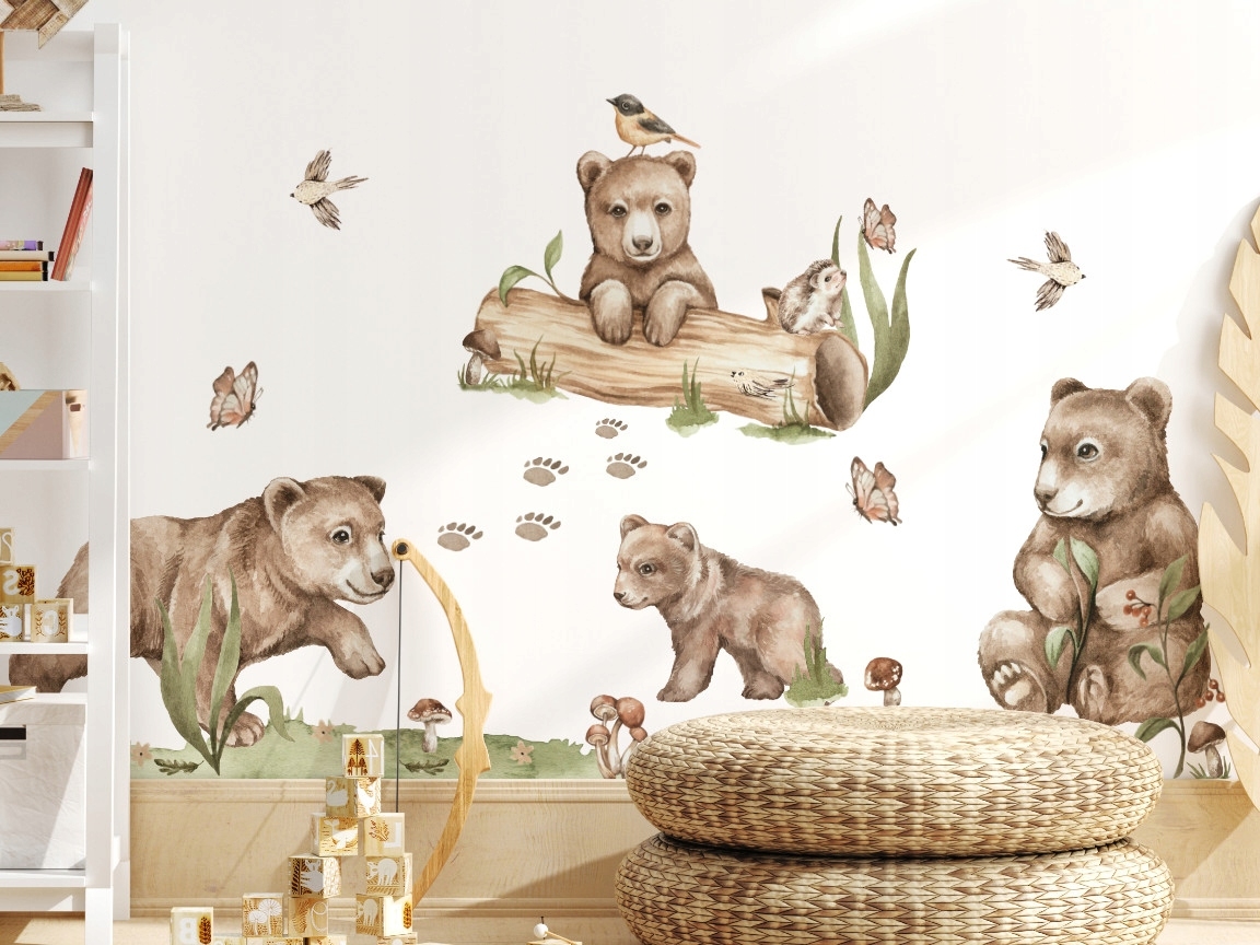 Wandtattoo - Teddybär und Vögel