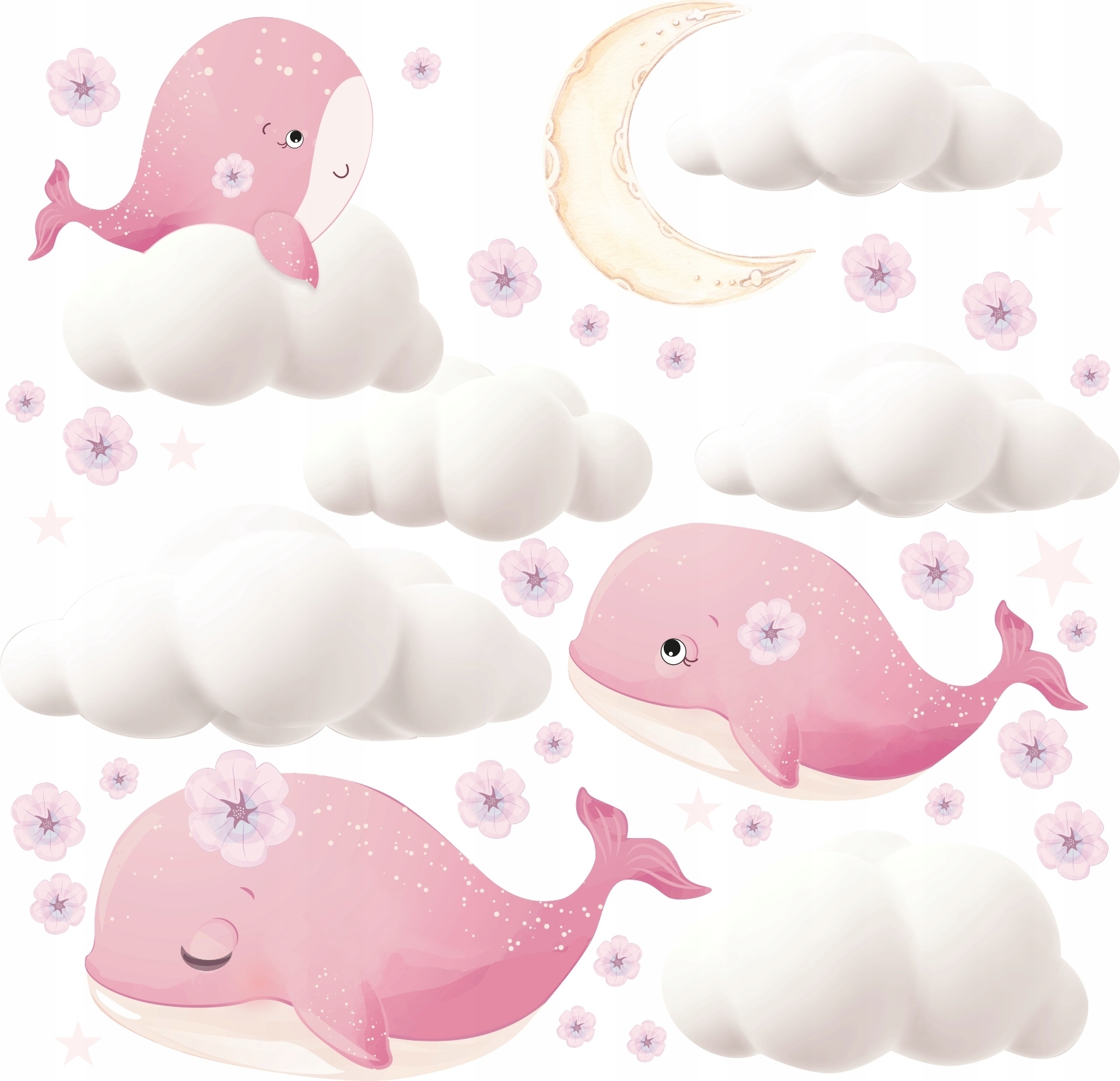 Wandtattoo - Wale und Wolken