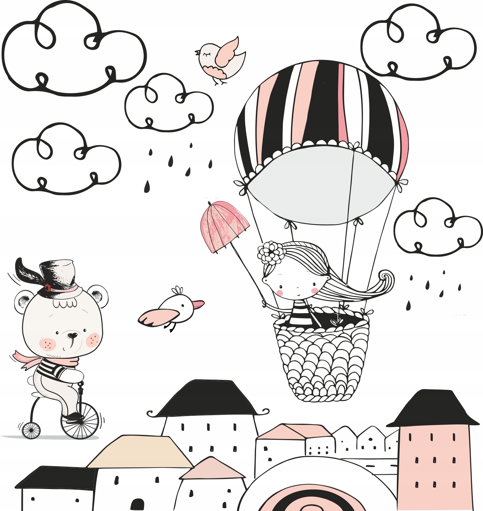 Wandtattoo - Tiere, Luftballons, Wolken, Sterne