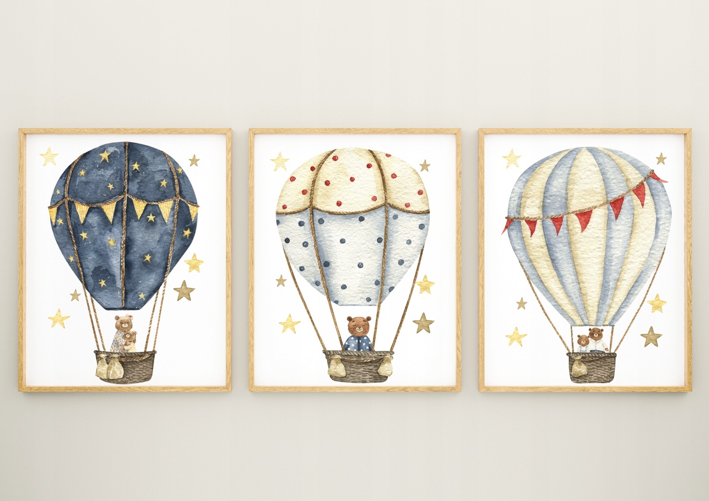 Poster - Bär auf einem Ballon / 3er-Set