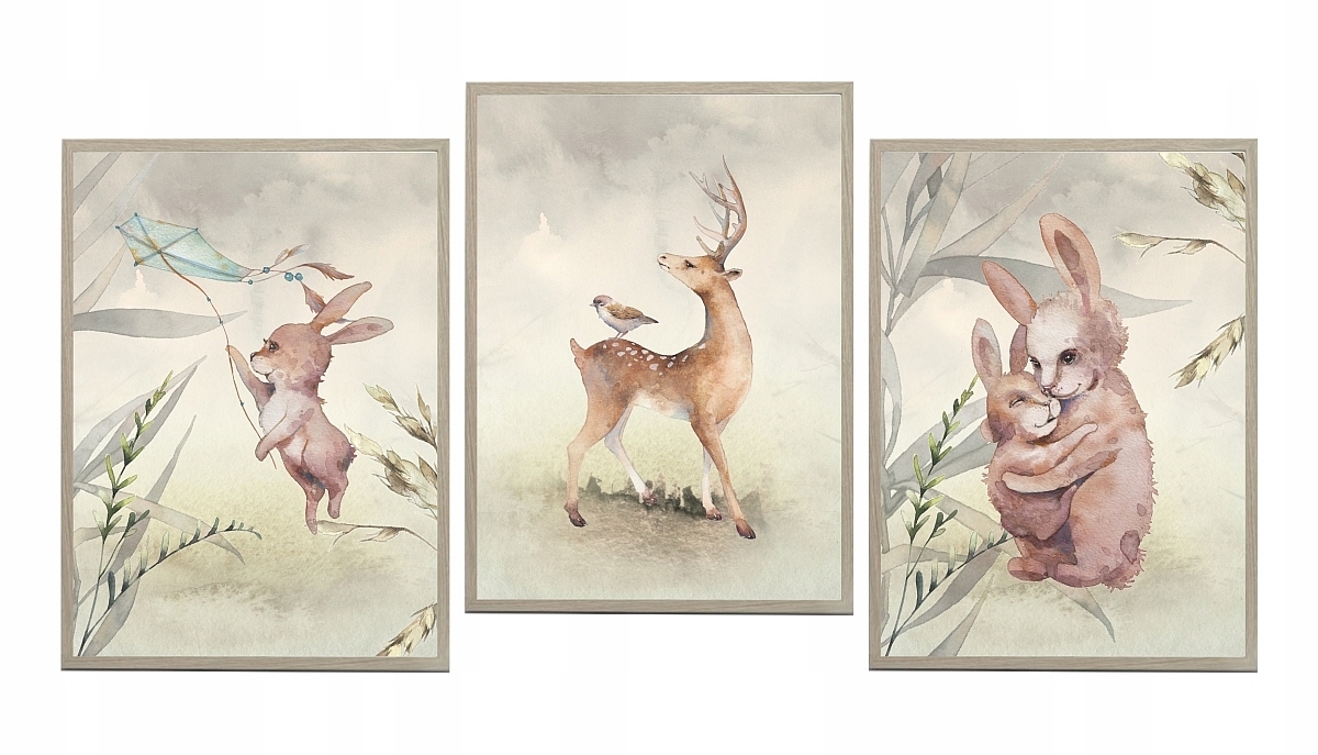 Poster - Hasen und Hirsche / 3er-Set
