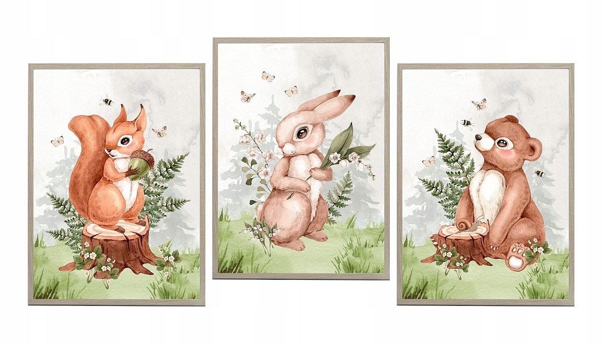 Poster - Bärenjunges, Hase / 3er-Set