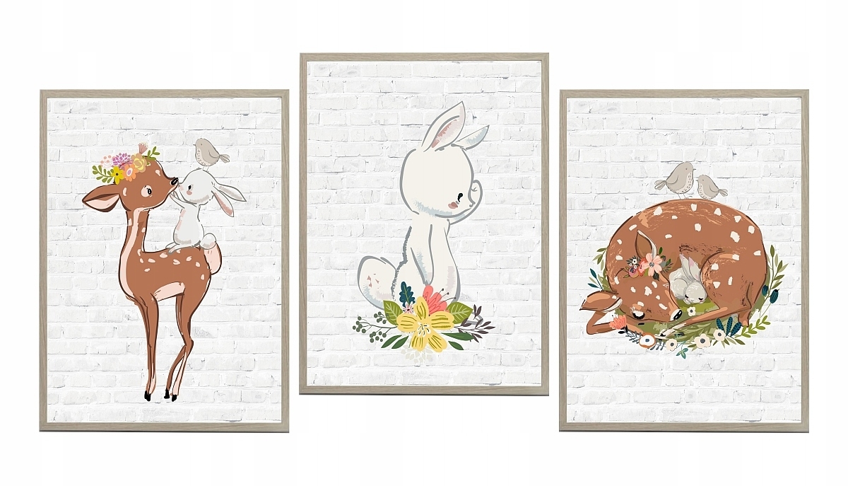 Poster - Hirsch und Hase / 3er-Set