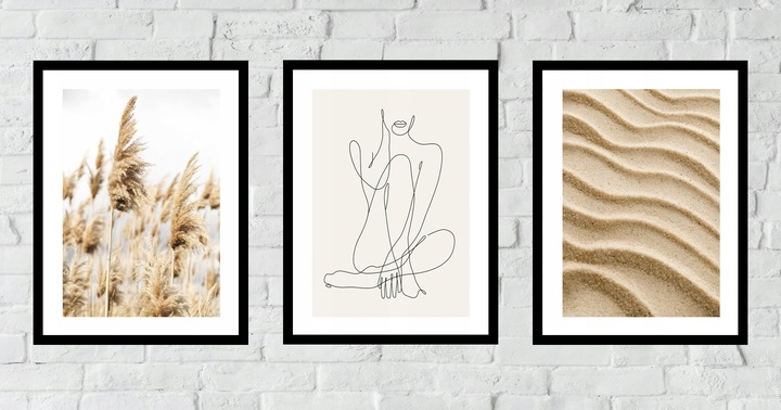 Poster - Pampas und Linienkunst / 3er-Set