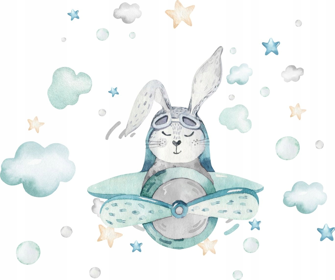 Wandtattoo - Hase im Flugzeug