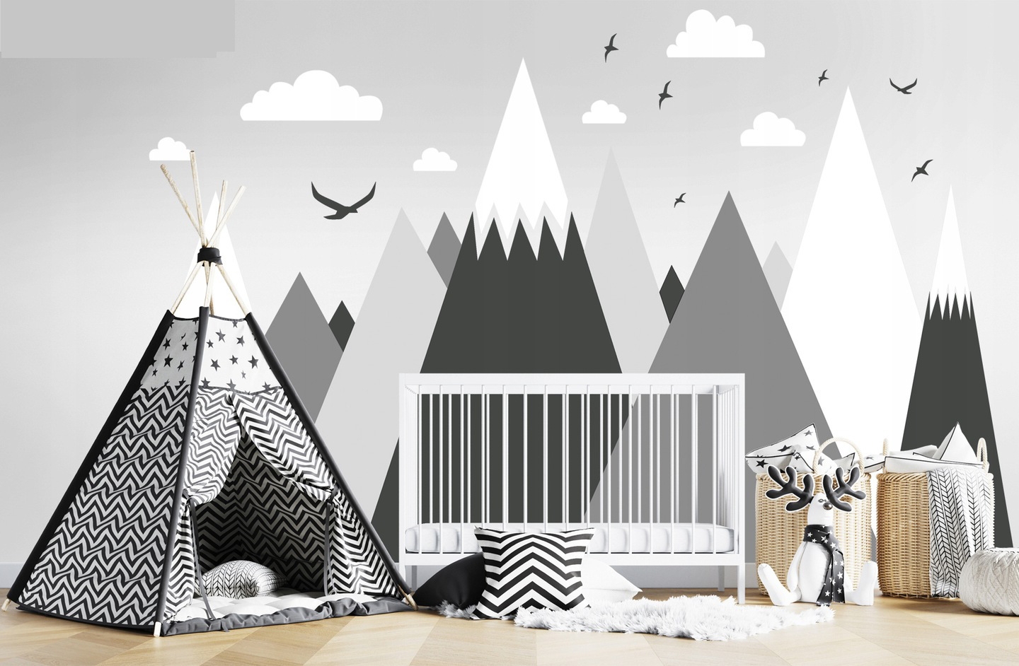 Wandtattoo - Berge Himmel / Grau