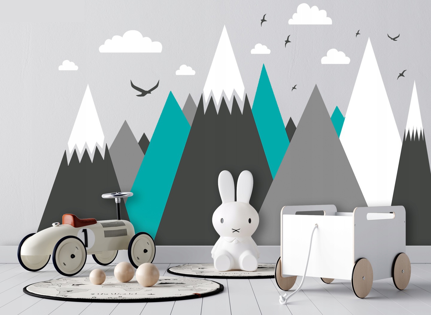 Wandtattoo - Berge Himmel / Teal