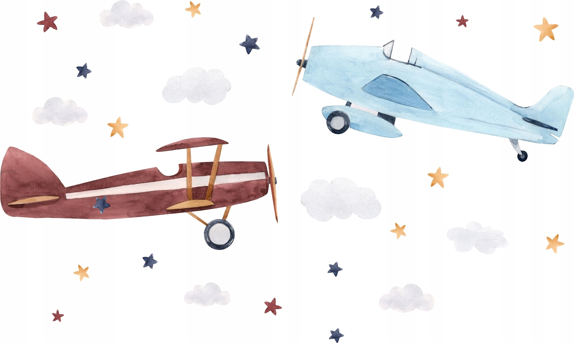 Wandtattoo - Flugzeuge, Sterne, Wolken