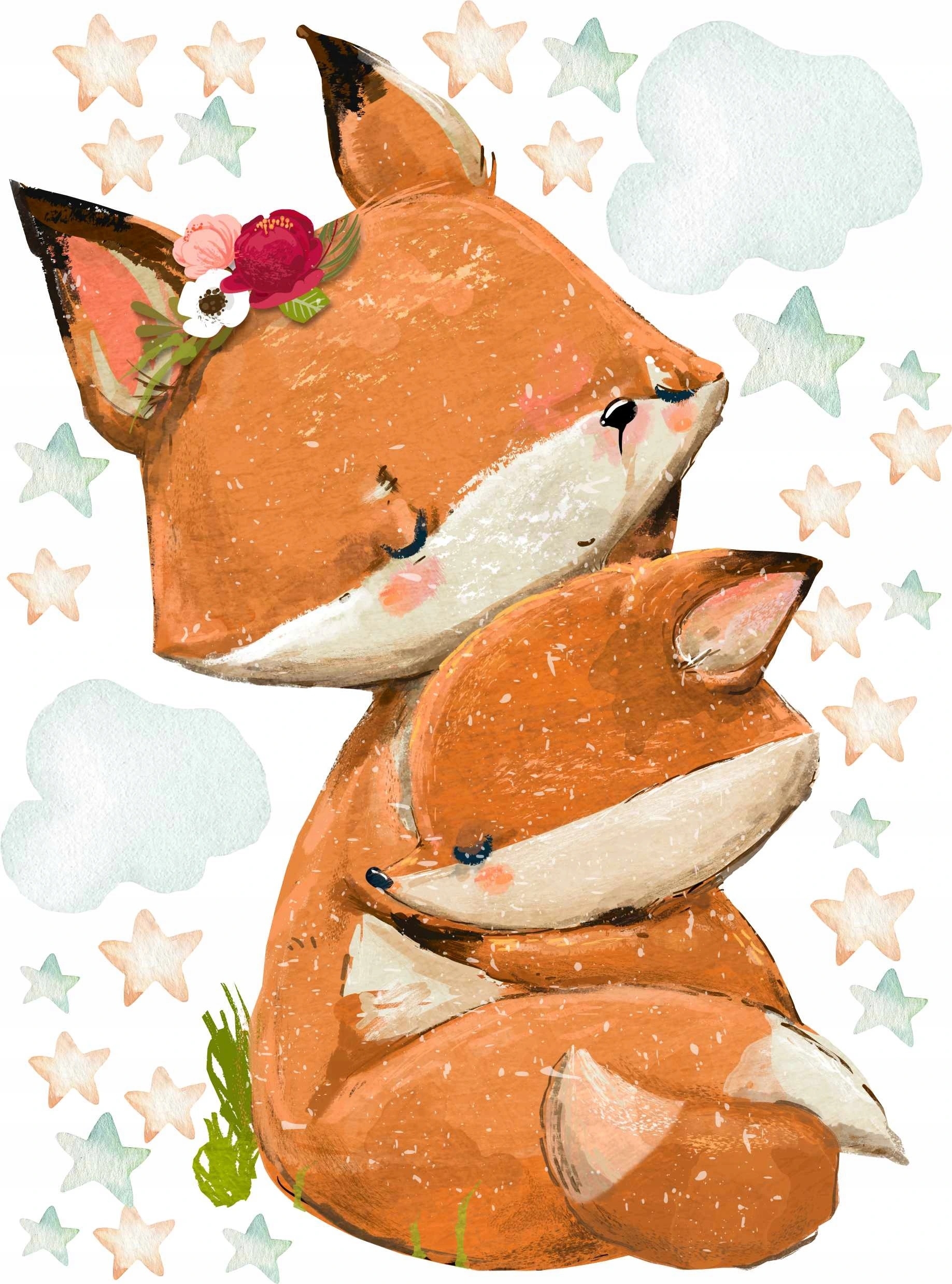 Wandtattoo - Fuchs mit Mutter