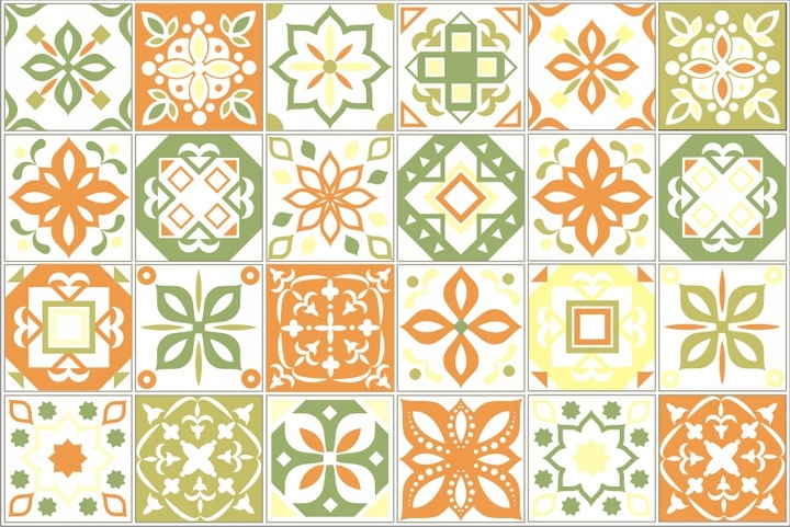 Wandtattoo - 24 Fliesenaufkleber / Muster 021