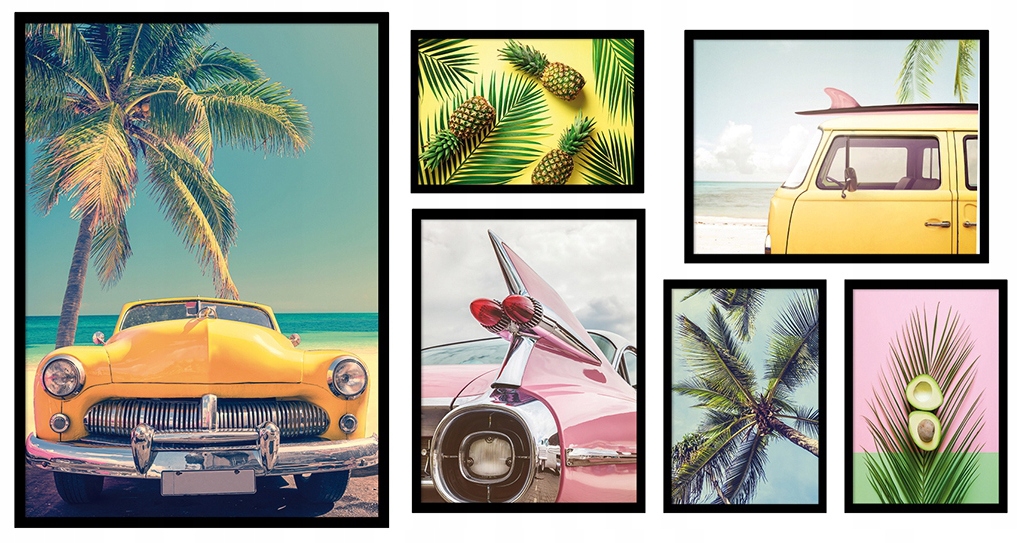 Poster - Auto und Bäume / 6er-Set